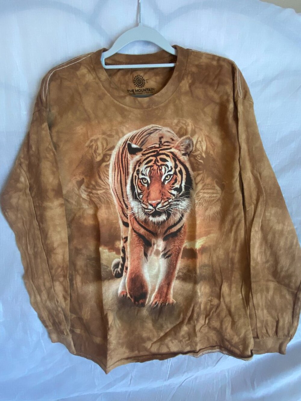 Vintage The Mountain Rising Sun Tiger Tie Dye Long Sleeve Shirt L